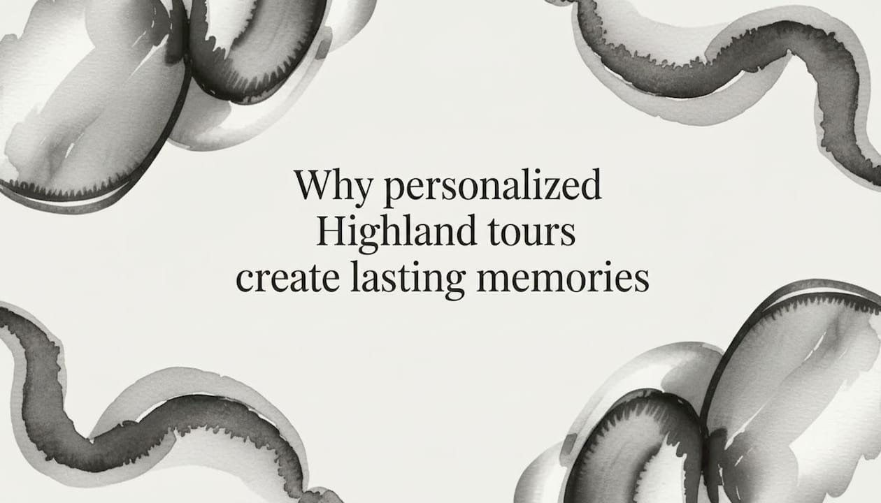 Decorative title card illustration in highland tones