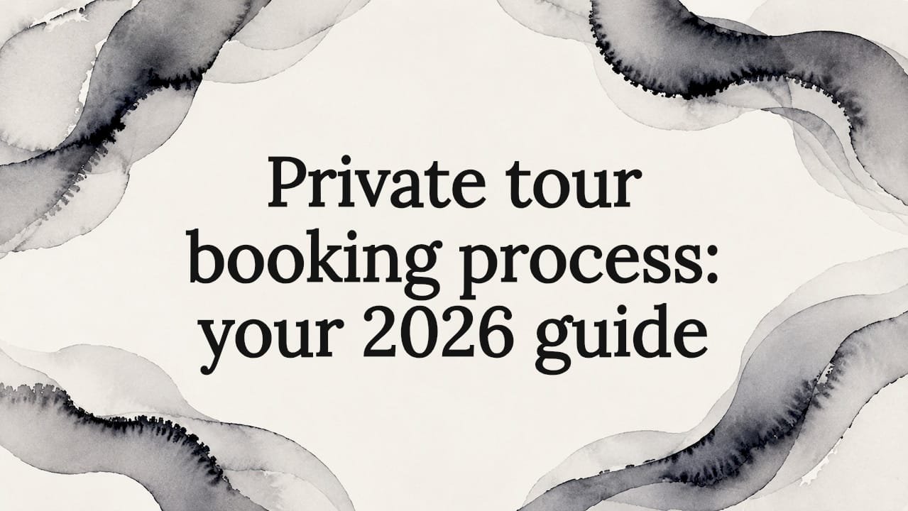 Decorative title card illustration for booking process
