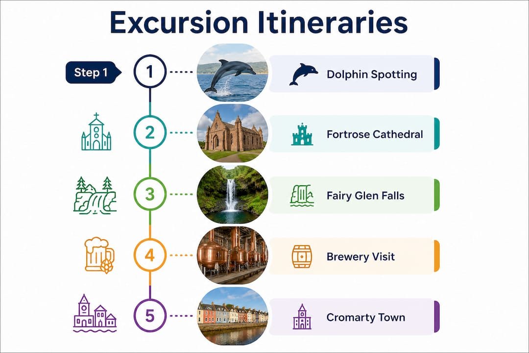 Infographic showing Black Isle excursion itinerary steps