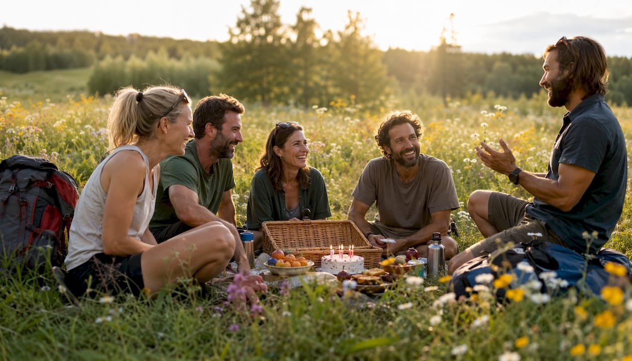 Group enjoying private birthday tour outdoors