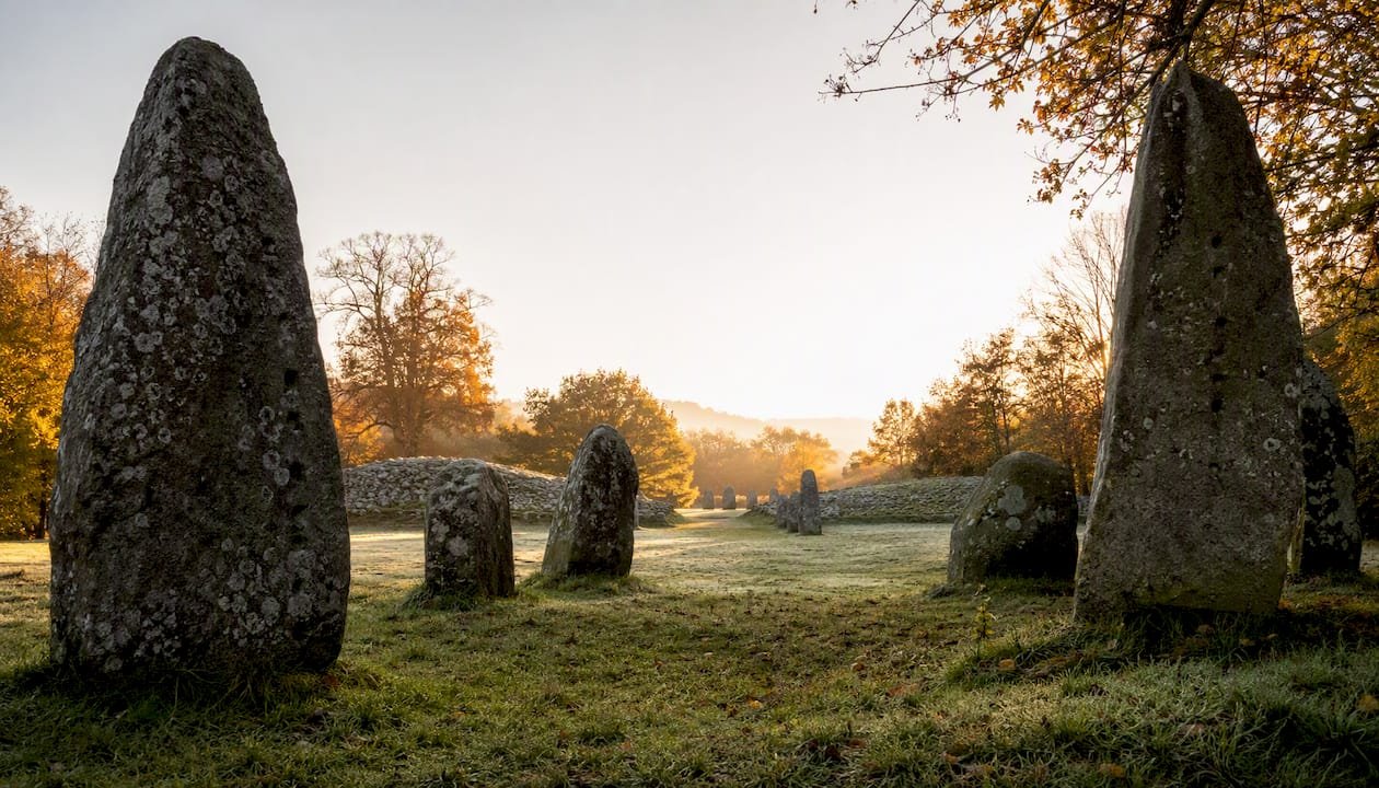Ancient Bronze Age cairns with marked stones