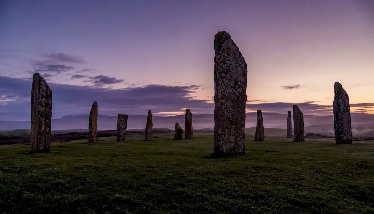 Ring of Brodgar stone circle in golden light