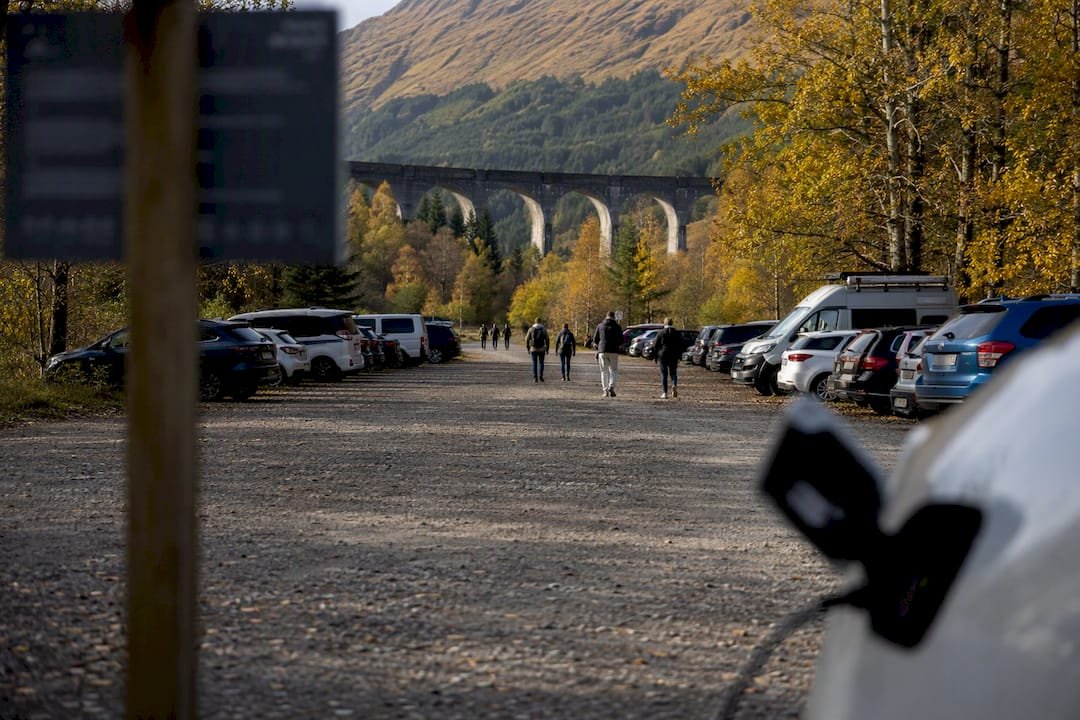 View of Glenfinnan Viaduct visitor car park
