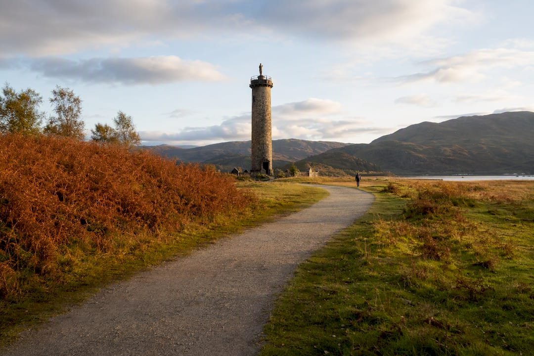 Quiet autumn path near Glenfinnan Monument