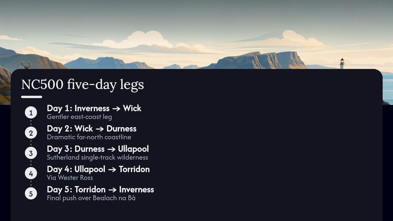 Five daily legs of the NC500 loop