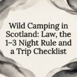 Decorative watercolor title card for wild camping