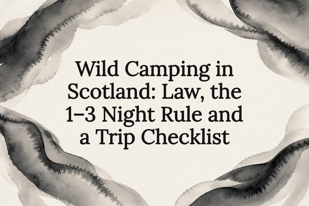 Decorative watercolor title card for wild camping Decorative watercolor title card for wild camping