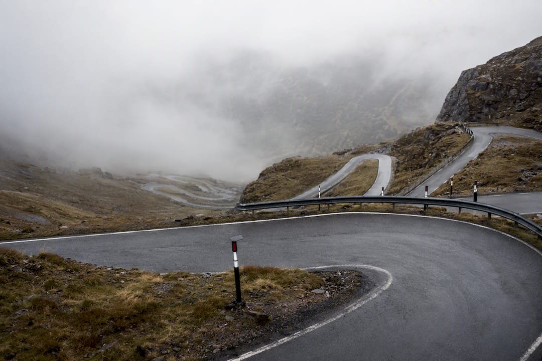 Fog moving across a Highland mountain pass